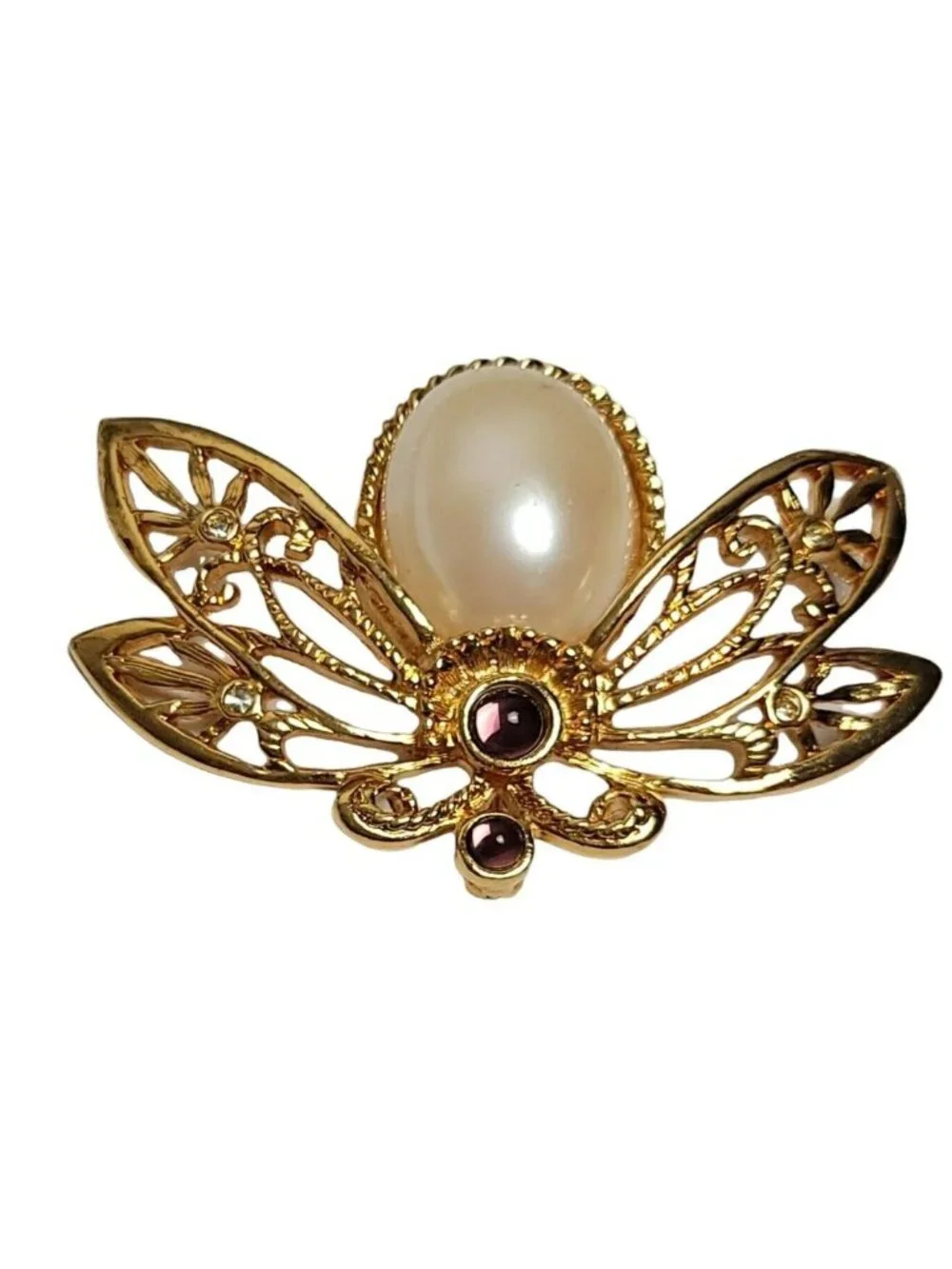 Avon Vintage Gold Tone Faux Pearl 